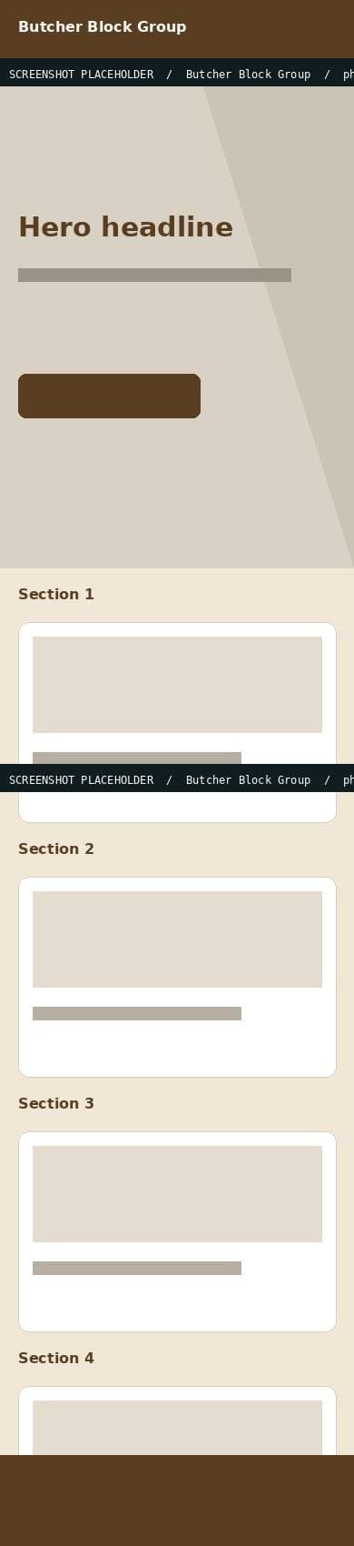 Butcher Block Group website on a phone
